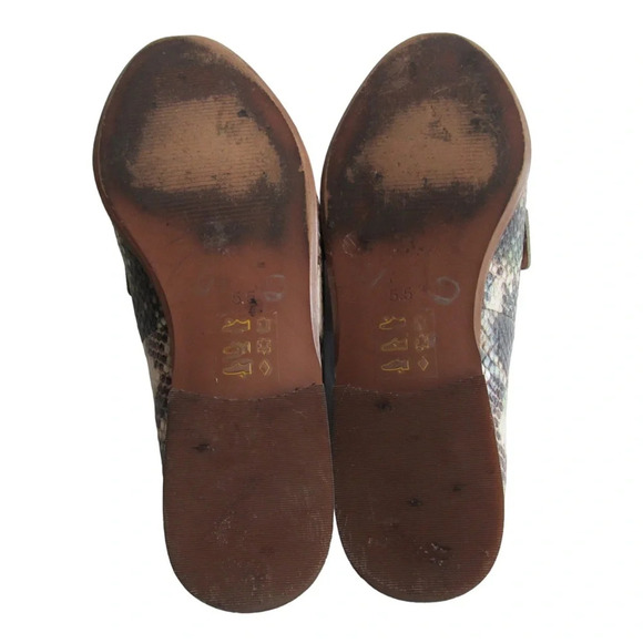 Madewell The Alex Loafer In Snake Embossed Leather Size 5.5 Brown Green Flats - Picture 9 of 10